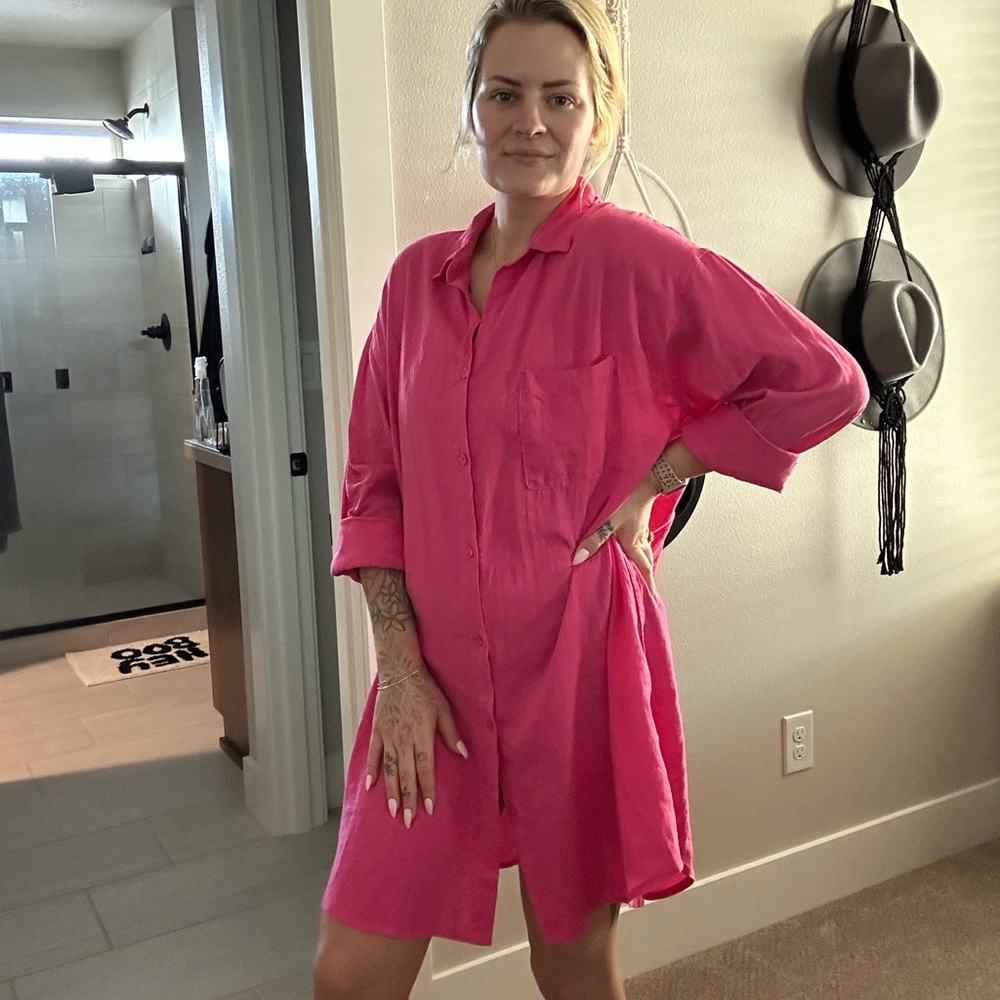Pink Linen Dress